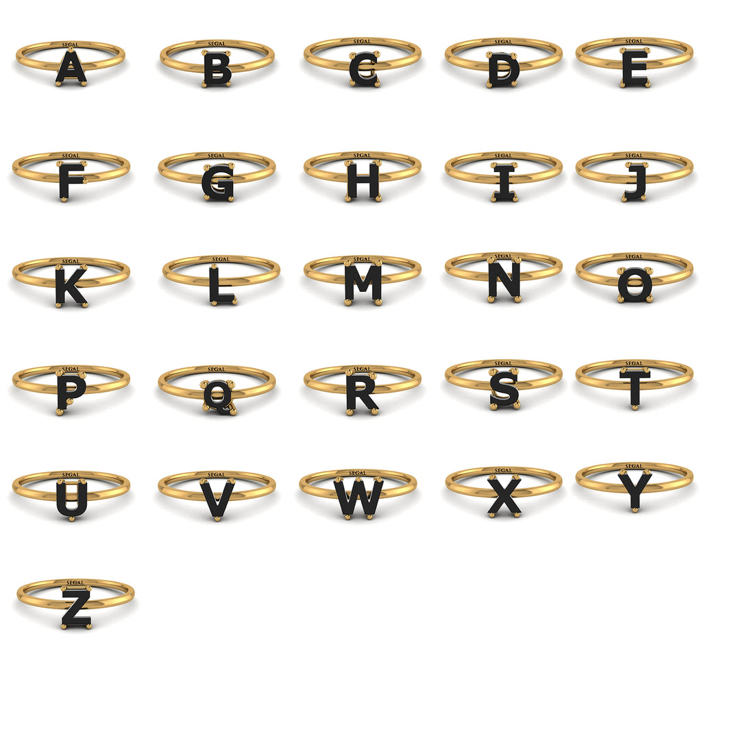 I Letter - Initial Gold Diamond Ring